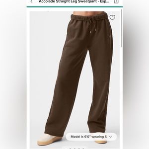 Alo Accolade Wide Leg Sweatpants - S - Espresso